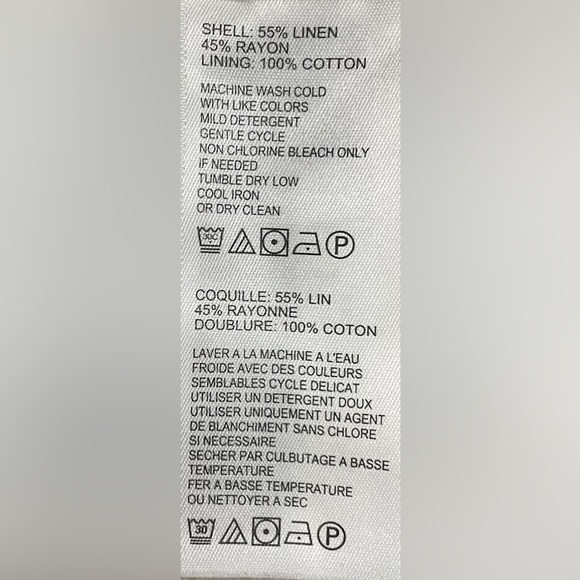 Tommy Bahama Dress Size Large Tan Linen Blend 2 Front Pockets Cotton Lined - Picture 5 of 6